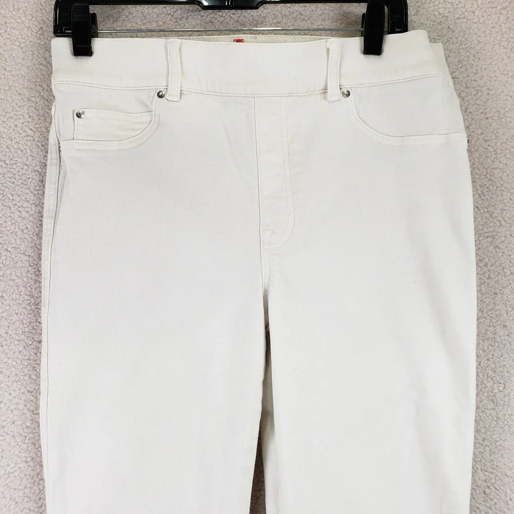 Spanx Flare Jeans Women Large White High Rise Stretch Shaping Bohemian